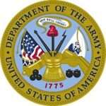Army-150×150 Official seal of the United States Department of the Army, featuring various military symbols, an American flag, and the year 1775, encircled by a yellow band with the department’s name.