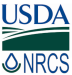 NRCS-144×150 USDA NRCS logo with blue USDA text above a green field design, and blue NRCS text below with a water droplet icon replacing the letter O.