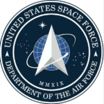 Space-Force-150×150 United States Space Force emblem featuring a silver delta symbol over a blue globe, with white stars and orbits. The text reads United States Space Force and Department of the Air Force around the border.
