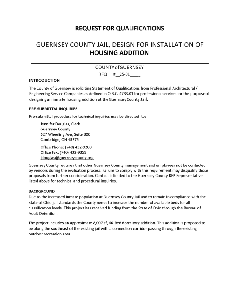 Jail Request for Qualifications Document