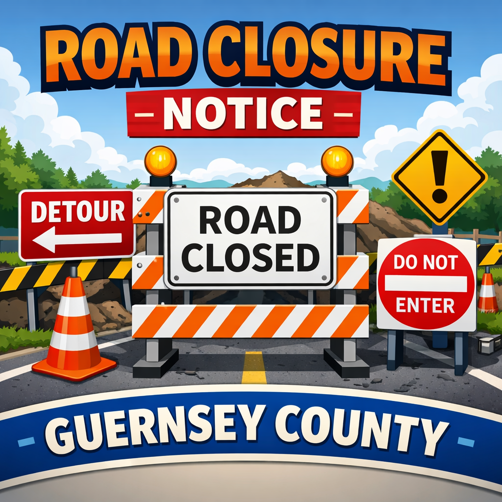 Clipart Road Closed in Guernsey County Ohio
