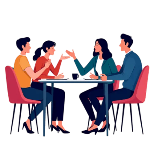 Clipart of business people sitting at a table having a discussion